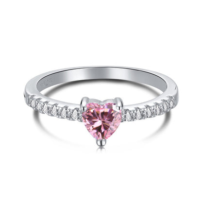 ’Darling’ rózsaszín, szív alakú cirkóniával díszített ezüst gyűrű