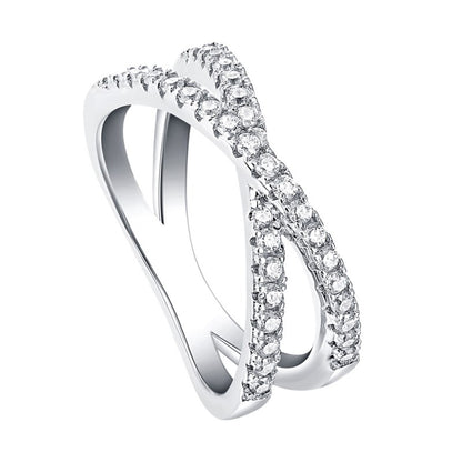 „Lexi” keresztezett ezüst gyűrű cirkóniával kirakva