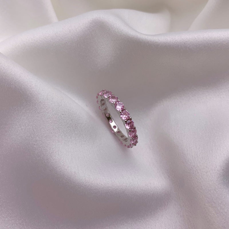 ’Orion’ Rózsaszín cirkóniákkal kirakott ezüst gyűrű